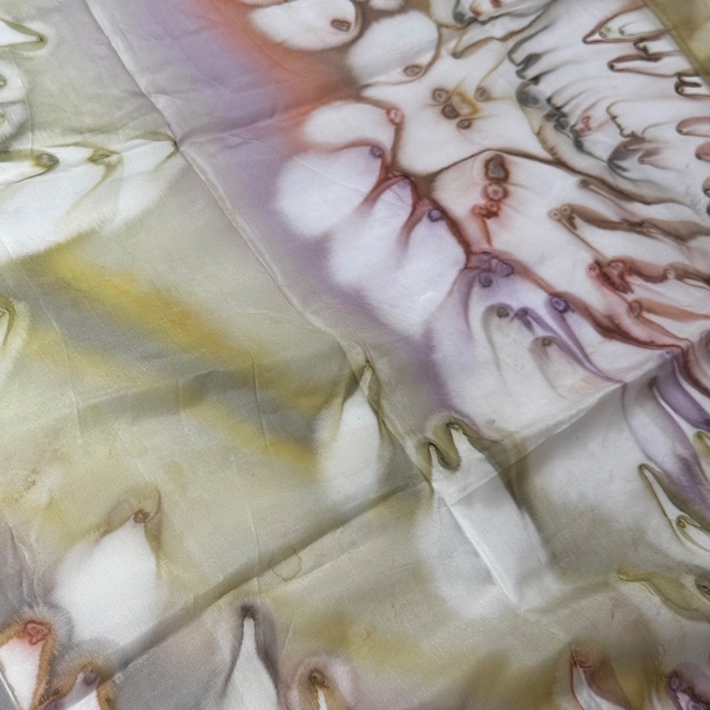 Vintage 34” Hand-Painted Style Silk Feel Square Scarf Watercolor - Picture 3 of 5